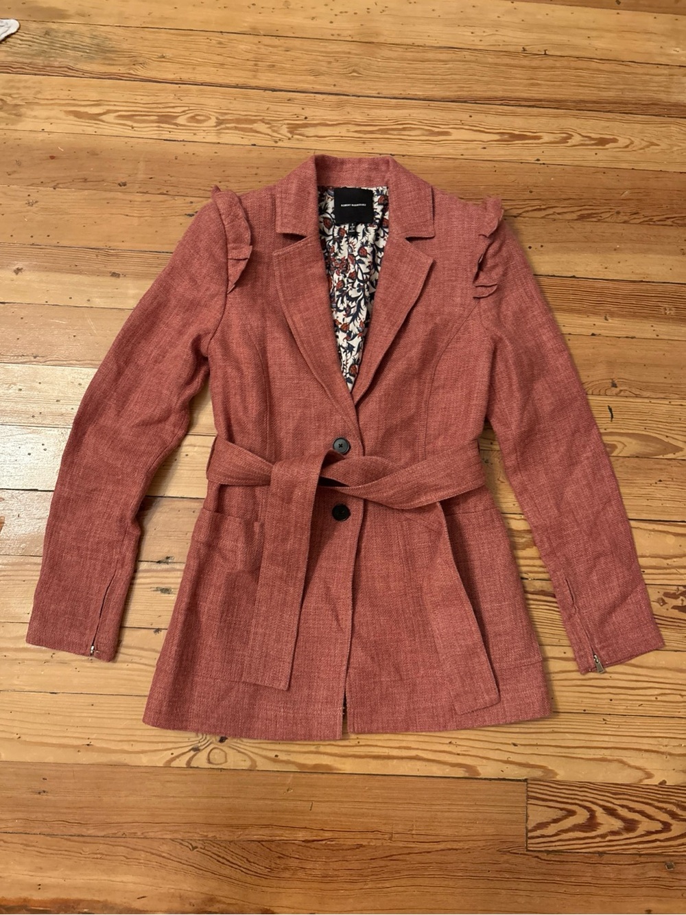 Robert Rodriguez Orange Chelsea Ruffle Blazer Jacket Women's Size  2